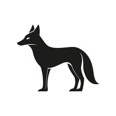 Fototapeta premium Minimalist black jackal silhouette side profile vector illustration silhouette