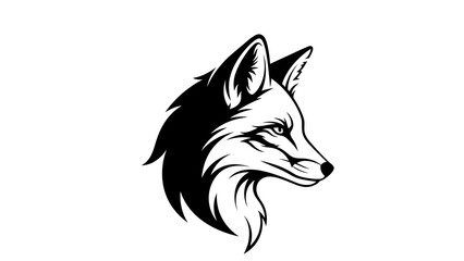 Fox Head Illustration – Wild Animal Mascot Logo in Bold Line Art Style