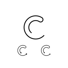 Fototapeta premium Technical letter C, digital alphabet trendy font made in thin line, including set of three different letter, vector illustration 10EPS