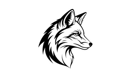 Fox Head Illustration &ndash; Wild Animal Mascot Logo in Bold Line Art Style
