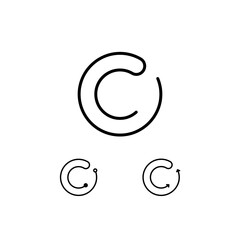 Obraz premium Technical letter O alphabet font made in thin line