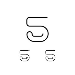 Technical number 5, numeral five made thin in line