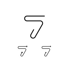 Technical number 7 numeral seven made thin in line