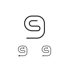 Technical number 9, numeral nine made thin in line