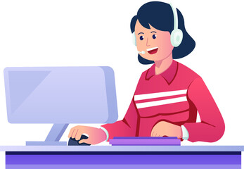 Here are remaining keywords + fresh keyword suggestions based on this illustration (customer support, call center, office work, remote work)