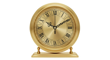 Elegant antique gold mantel clock featuring classic Roman numerals perfect for luxury branding or timeless concepts