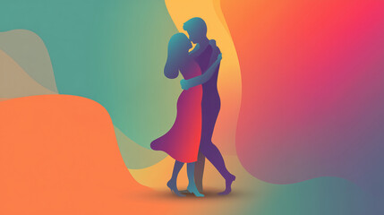 Abstract Hug Silhouette for Hug Day Campaigns