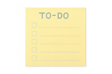 Yellow to-do list sticky note icon visualizing task management, planning, and reminders with checklist boxes