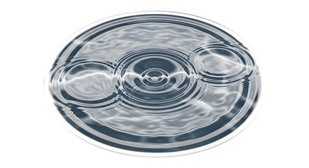 Concentric water ripple effect with three distinct impact points isolated on transparent background