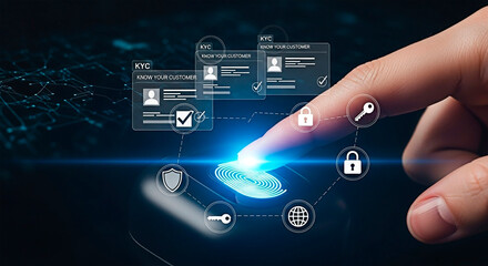 Fingerprint scanning for user authentication in security concept.