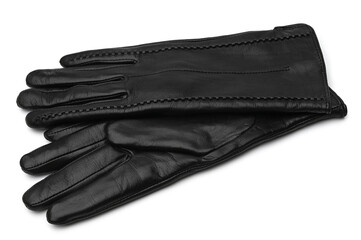 Black leather gloves