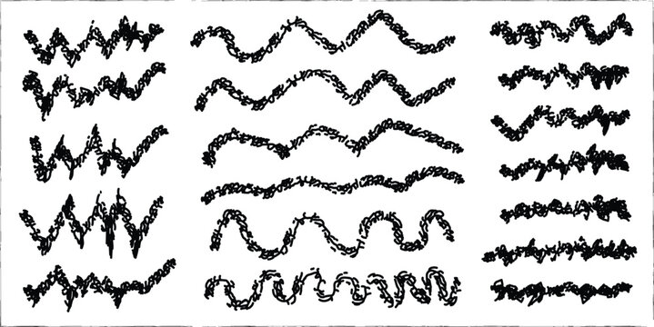 Hand-Drawn Wavy Lines and Squiggle Doodle Set. Abstract Vector Brush Strokes.