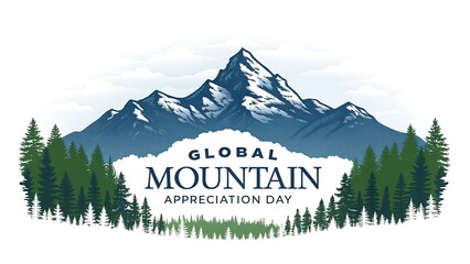 Global Mountain Appreciation Day Graphic Design on a Pure White Background and transparent background