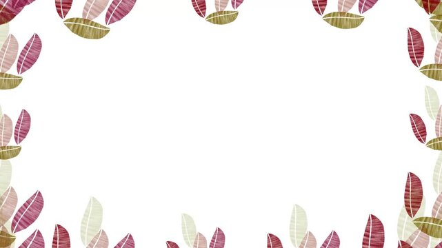 leaves border on white background animation video