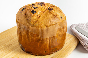 Panettone traditional Italian Christmas cake chocolate filling