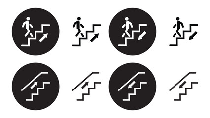 Stair Direction Icons Set – Up and Down Staircase Symbols, Accessibility Signs, Vector Illustration