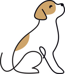 Obraz premium Elegant Sitting Dog Illustration with Black Outline and Yellow Fur