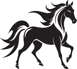 Obraz premium Black mustang stallion vector illustration design silhouette running wild