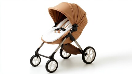 Stylish baby stroller design on a pristine white backdrop for modern parents