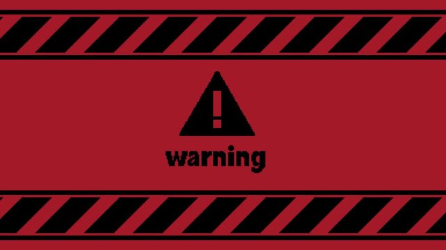 Flashing-Red-and-Black-Warning-Screen-with-Text-and-Symbol-Urgent-Danger-Alert-Background-Blinking-Warning-Message-and-Stripes