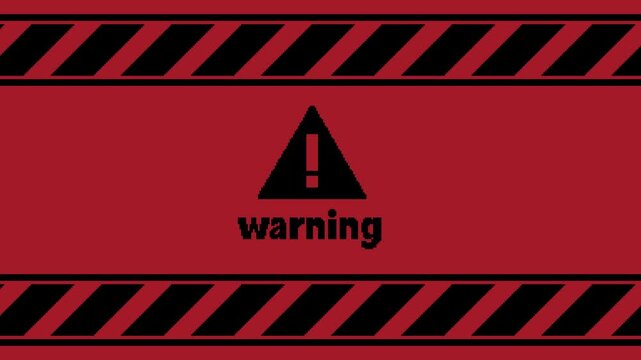 Static-Red-and-Black-Warning-Screen-with-Text-and-Symbol-Danger-Alert-Background-with-Warning-Message-and-Hazard-Stripes