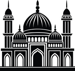 Arabian Mosque Silhouette Illustration.