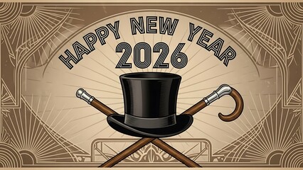 happy new year, new year's eve, silvester, new year, celebration greeting card, new year card - Year 2026 in sparkler font and firework fireworks pyrotechnic, isolated on black night sky background