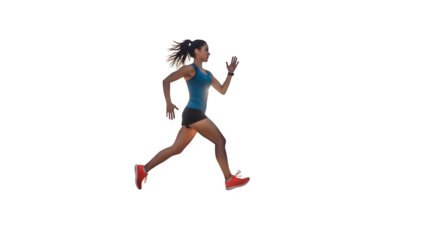 Athletic woman running in sportswear isolated on transparent background