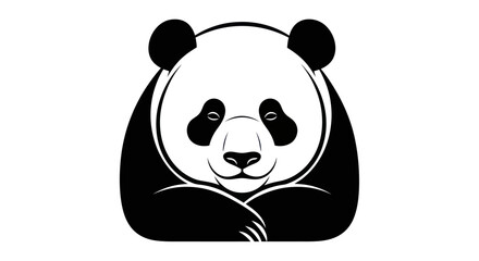 Black and white panda bear graphic design for various applications