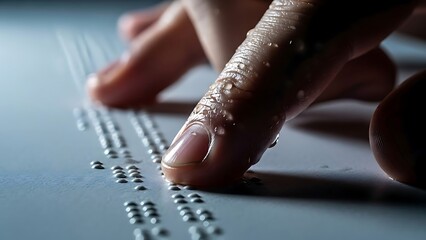 Close-up of fingers reading Braille text, highlighting accessibility and tactile communication for the visually impaired.