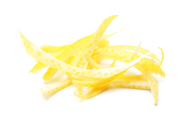 Pile of lemon zest isolated on white