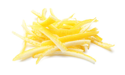 Pile of lemon zest isolated on white