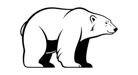 Bold black and white illustration of a polar bear on a clean white background
