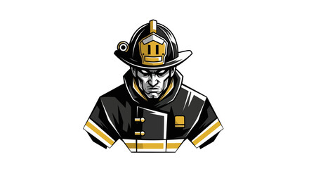 Bold firefighter illustration ready for action against white background