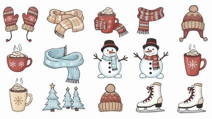 Winter Holiday Clipart Collection - Cozy and Festive Elements.