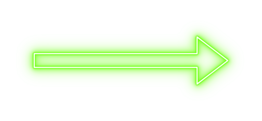 Neon green glow arrow. Clean right direction pointer. Bright luminous outline icon. Modern neon element for visuals
