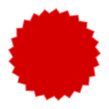 Red burst badge shape. Clean jagged promo label. Bold discount sticker element. Modern graphic shape for designs.