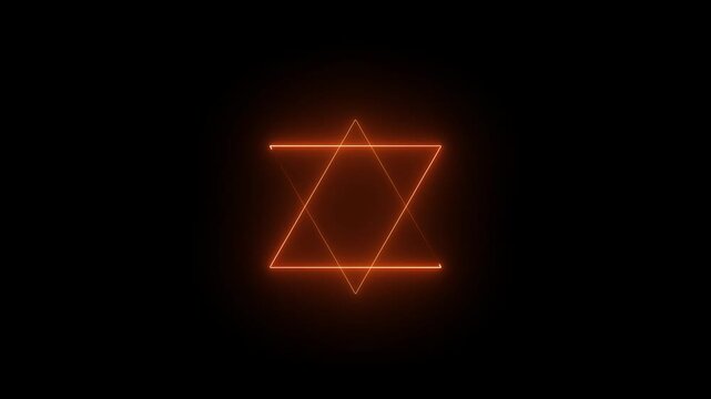 Glowing neon cyan color triangle icon animation on black background. Seamless loop