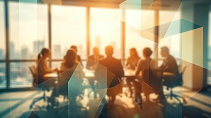 Abstract business background with blurred team in boardroom