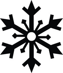 Black and White Snowflake Icon with Central Circle