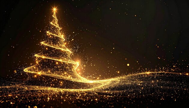 Un &aacute;rbol de Navidad hecho de polvo de estrellas doradas aparece desde la nada: primero peque&ntilde;as chispas doradas se agrupan en remolinos, luego forman lentamente la silueta del &aacute;rbol. 