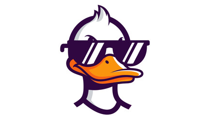 Cartoon duck wearing sunglasses vector illustration on white background