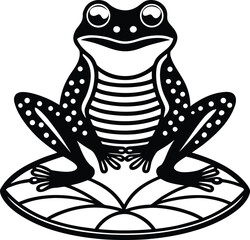 Black and white frog vector art