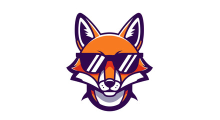 Cartoon fox wearing sunglasses isolated on white background vector illustration