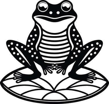 Black and white frog vector art