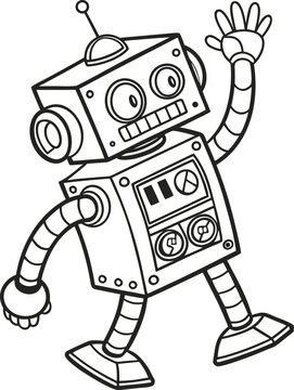 Cute robot coloring page