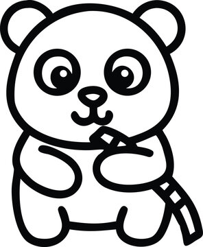 Cute panda eating bamboo line art