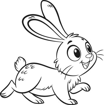 Cute bunny coloring page outline