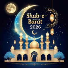 Glowing Crescent Moon Shab-e-Barat 2026 Spiritual Artwork