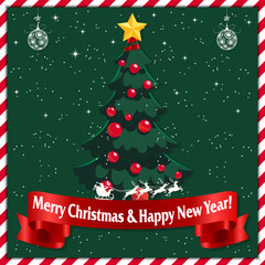 Festive Christmas Tree Greeting Card Illustration